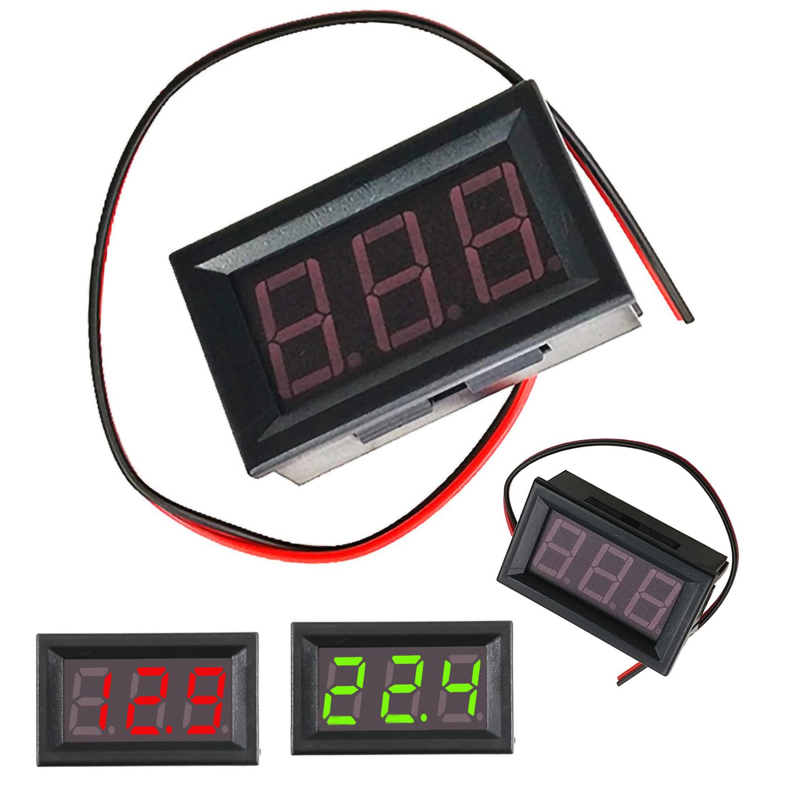 Photo 1 of (GREEN&RED)DC 4.5~30V Digital Mini Voltmeter Voltage Display, 0.56" LED Display Panel Voltage Tester Meter, Car Motorcycle Battery Monitor Voltage Gauge, Battery Voltage Tester, LED Digital Voltmeter