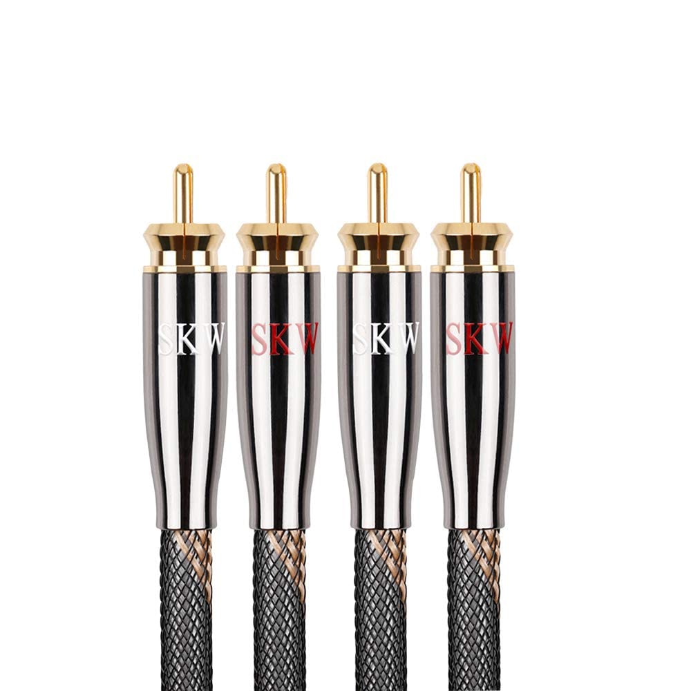 Photo 1 of SKW Audiophiles RCA Cable 2RCA Male to 2RCA Male HiFi System Interconnect Cable with Diameter 7mm (1.64ft/0.5M, Black, Nylon)