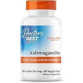 Doctor's Best Ashwagandha with Sensoril, Ayurvedic Herb, Standardized Withania somnifera Extract, Clinically Proven to Support Mental Focus, Cardiovascular Health & Healthy Energy, 125mg, 60 Count