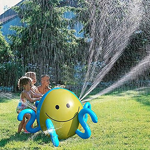 Samber Kids Inflatable Water Sprinkler Ball Water Spray Octopus with 4 Water Spouts Garden Summer Swimming Fun Toy Beach Pool Play Water-Height 25.98IN