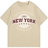 SOLY HUX Women's Graphic T Shirts Letter Print Short Sleeve Tees Loose Casual Summer Tops