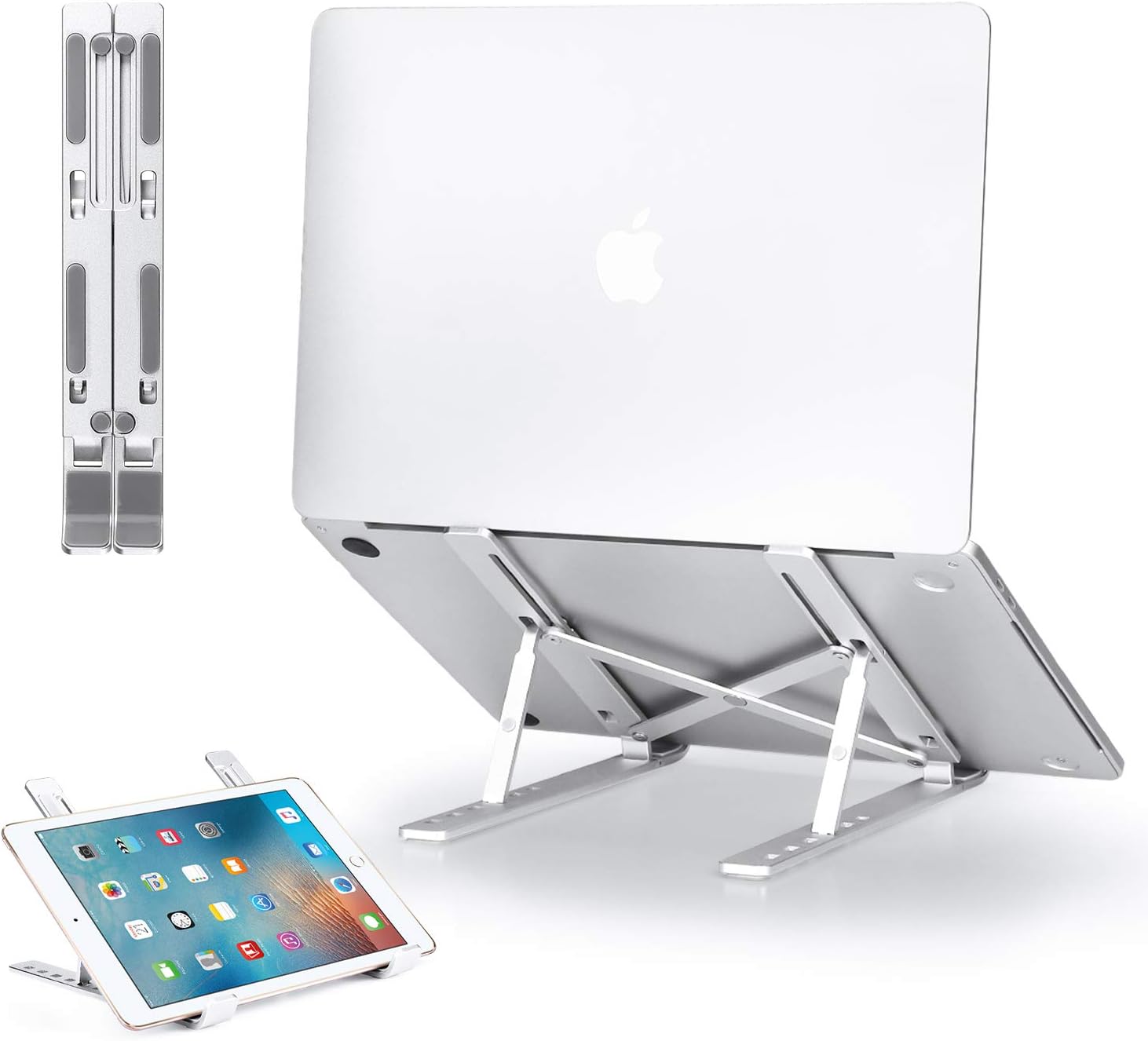 GIM Laptop Stand, Adjustable Aluminum Laptop Holder Riser Computer Tablet Stand, Foldable Portable Desktop Holder Compatible with 10-15.6 Inch MacBook,iPad, HP, Dell, Lenovo