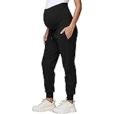 V VOCNI Maternity Joggers Pants Sweatpants Pregnancy Pants Running Lounge Workout Jogging Black XX-Large