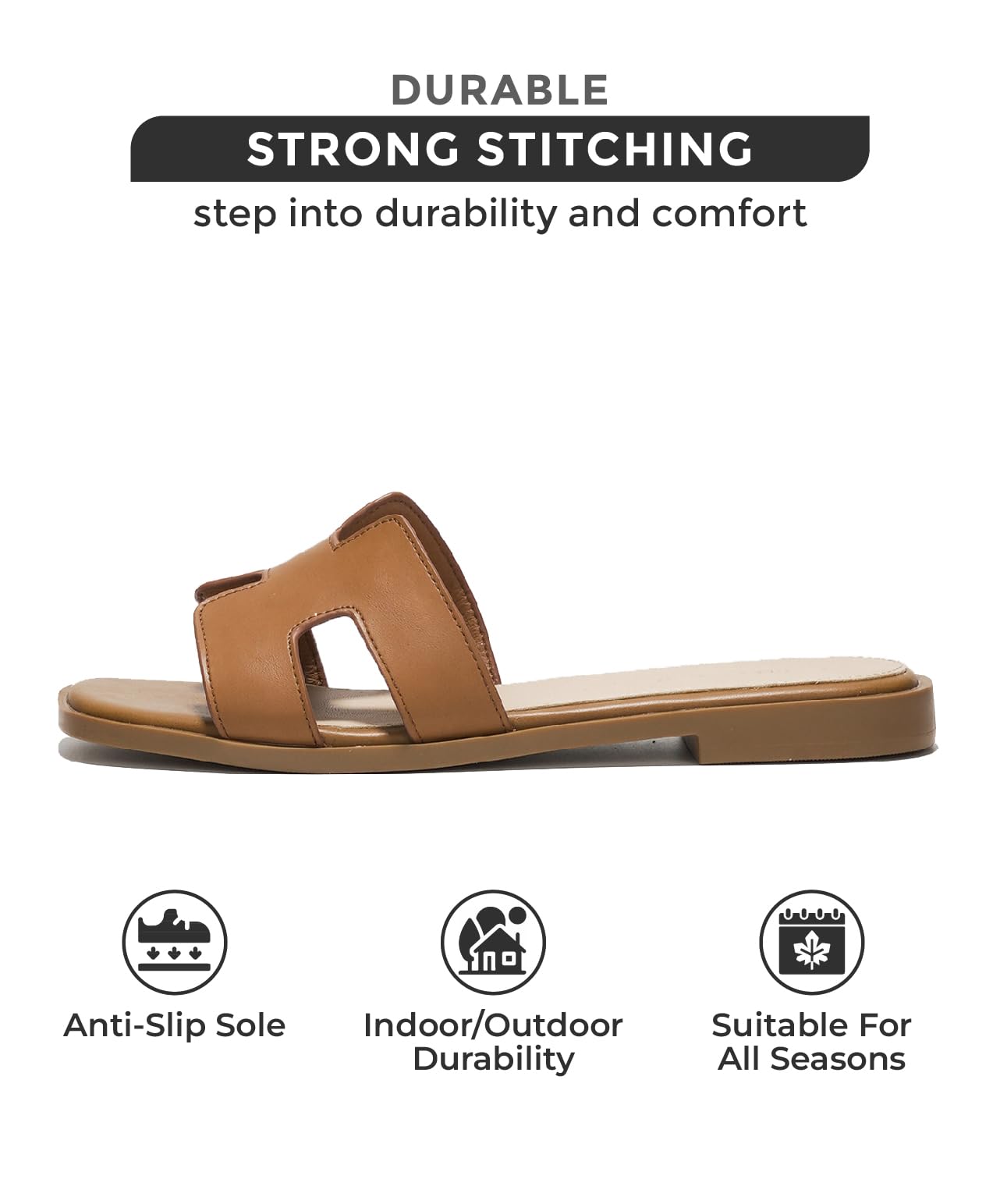 Project Cloud Genuine Leather Summer Sandals for Women 2025 - Fashion Flat Womens Sandals with Memory Foam Insole Slides Sandals Women Footwear - Mules Women's Sandals (Jannel)