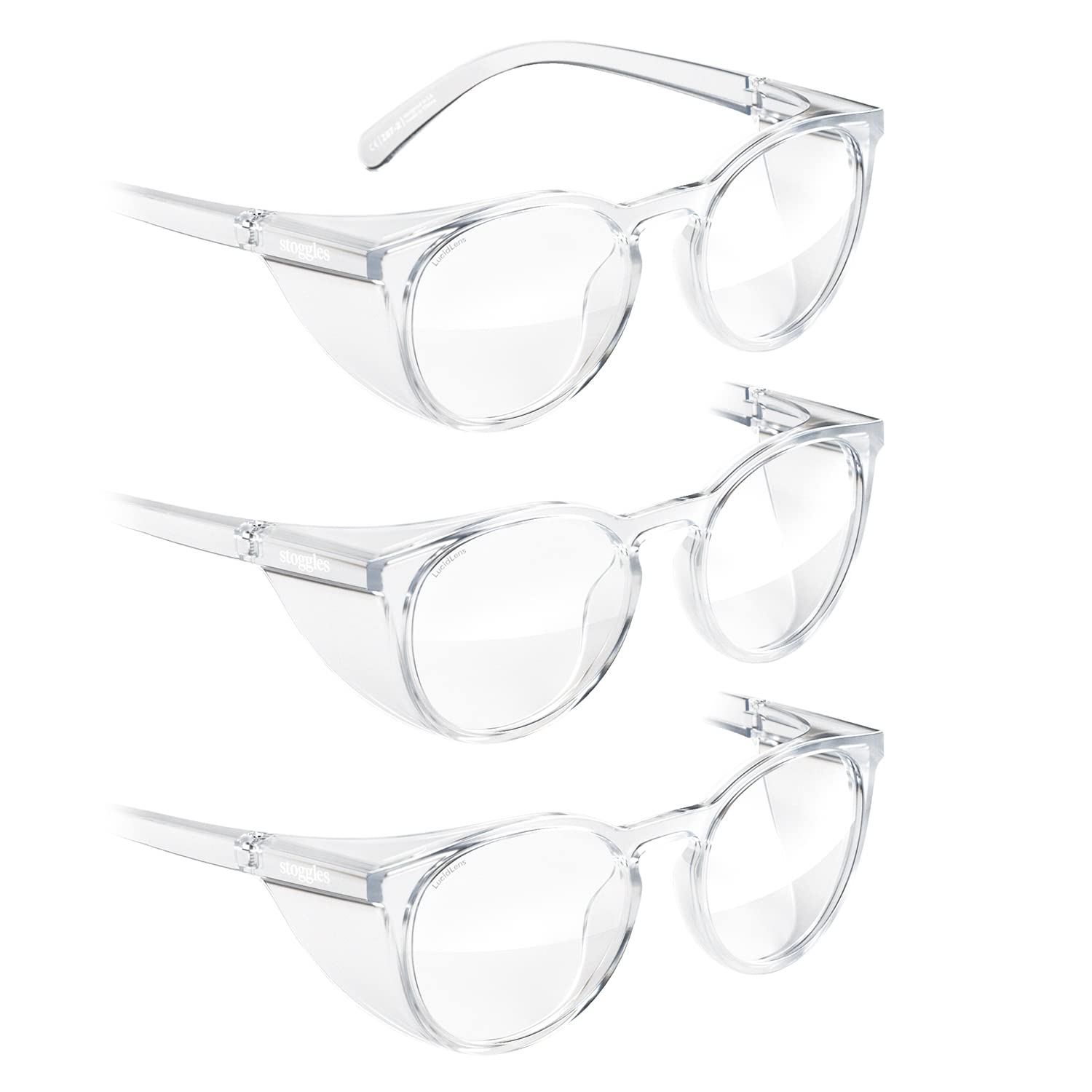 Photo 1 of Stoggles Round Z87.1 Certified Polycarbonate Safety Glasses, Scratch & Shatter-Proof, Blue-Light & UV Blocking Lens, Top & Side Shields, Anti-Fog Dip Coated, Durable, Protective & Stylish Eyewear