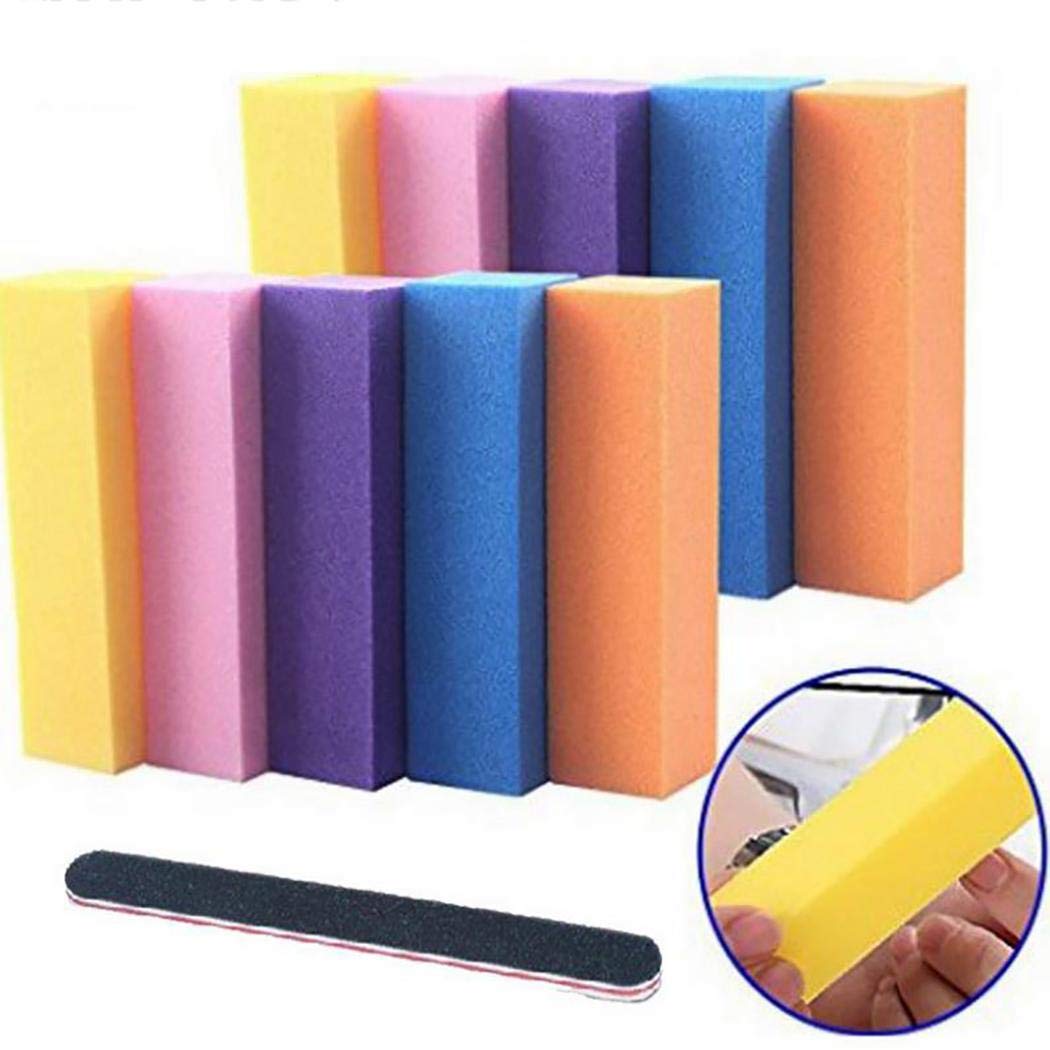 Xixini 5pcs limas de uñas + 5 unids conjunto de bloques de lijado de búfer manicura herramientas de belleza de color enviar al azar
