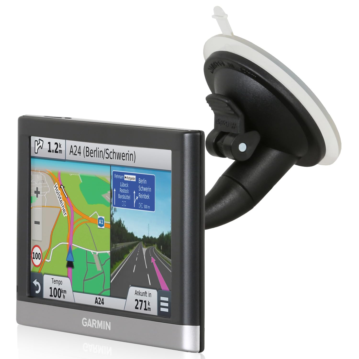 Wicked Chili In-Car Mount for Garmin Nuvi, Zumo, Dezl GPS Sat Nav Car Window with Ball Shaped Head, Made in Germany, Black