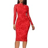 Mojessy Sexy Dresses for Women Long Sleeve See Through Bodycon Midi Dresses 2 Piece Dress Set Birthday Date Night Outfit