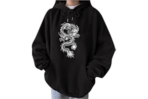NaRHbrg Womens Oversized Hoodie Chinese Dragon Graphic Print Hoodies Casual Pullover Extra Long Hooded Tunic Sweatshirt