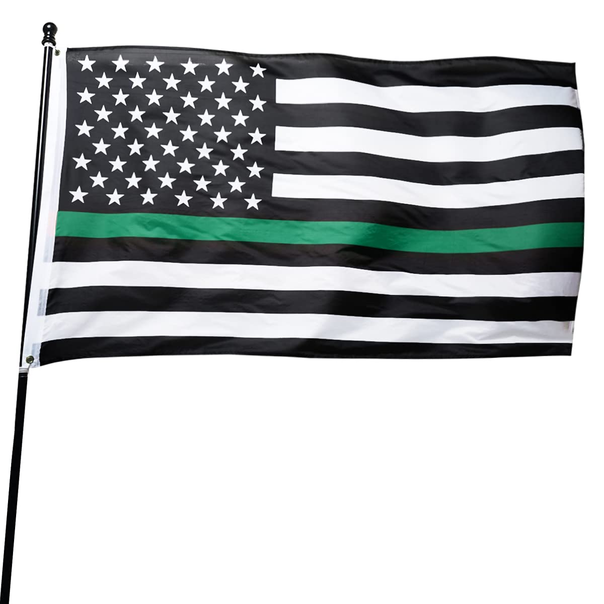 Thin Green Line USA Flag for Army Military Sheriffs Law Enforcement Federal Agents Border Patrol Park Rangers Game Wardens Wildlife Conservation Environment 3x5 FT OD Green Flag
