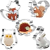 KAISHANE 5 Pieces Animals Cookie Cutters Shapes for Baking Fox,Owl,Rabbit,Squirrel and Hedgehog Shape Woodland Cookie Cutter Set for Baking