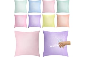 Mixweer Set of 8 Outdoor Furniture Pillow Covers Waterproof Decorative Colorful Pillowcases 18 x 18 Inch Hidden Zipper Pillow Covers for Outside Entertaining Area Sun Room Patio Sofa(Light Color)