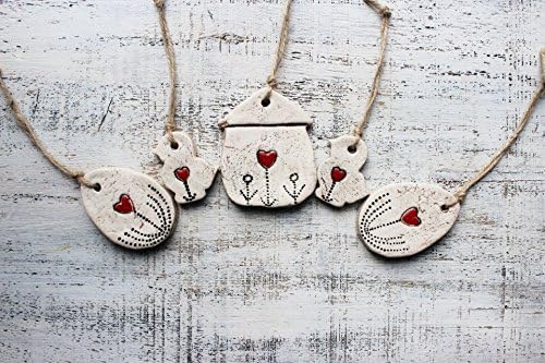 Set of 5 rustic Easter ornaments 130317-17