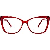 Zeelool Trendy Acetate Cat Eye Glasses Frame for Women with Non-prescription Clear Lens Farris ZOP02098-02 Red
