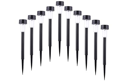 Preyank Solar 10X Solar Light For Path Garden Outdoor Landscape Yard Warm White LED Lamp, Black, 10 Piece