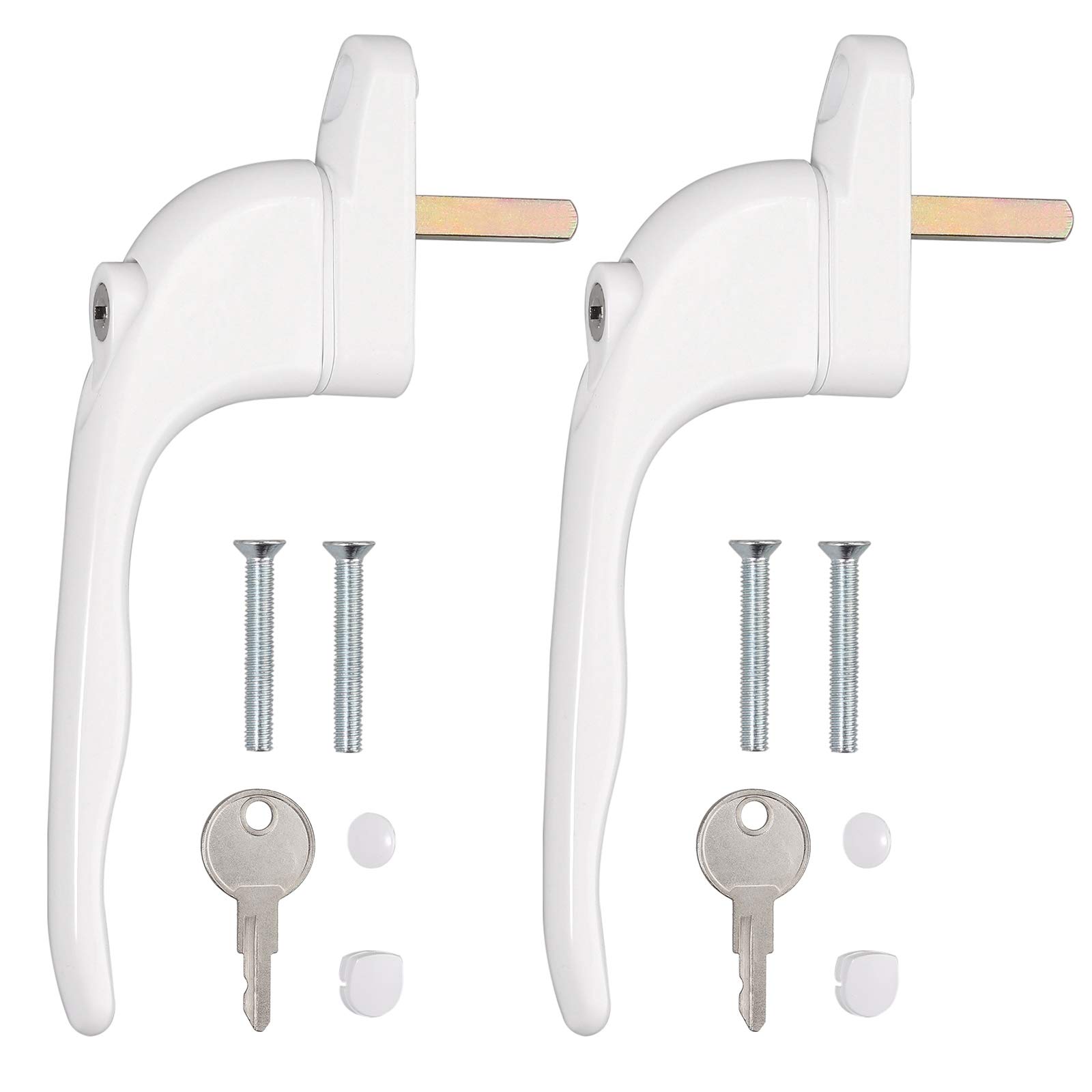 Neoteck 2Pcs Window Handle Universal Espag Key Locking Lockable Double Glazing UPVC Window Handle - 30mm Spindle Length