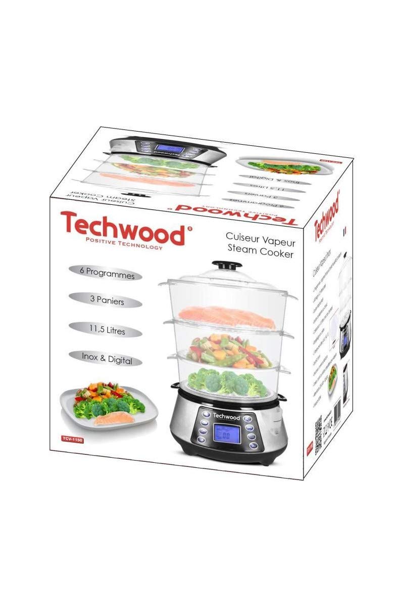 Napravi Rs Petit Electromenager Cuiseurs Vapeurs Electriques Affichage Lcd Techwood Tcv 1150 Cuiseur Vapeur Inox 6 Programmes Le Gumes Poissons Oeufs Poulet Riz Crustace S