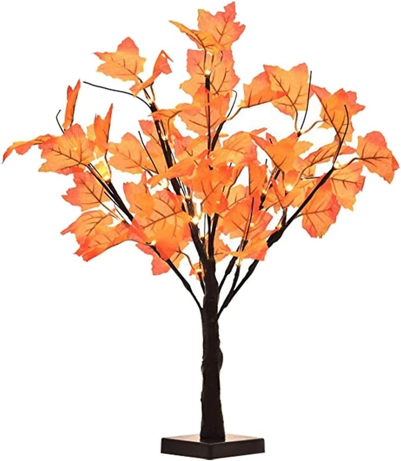 LEDMOMO Fall Maple Tree Artificial Battery Operated Xmas Tree Lights Tabletop Autumn Tree for Home Thanksgiving Festival Decoration Warm White Light Without Battery - Image 4