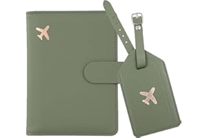 Melsbrinna Rfid Passport Holder for Travel women/Men Set Travel Suitcase Tag, Cute Passport Wallet Rfid Blocking Card Slots, Rfid Passport Cover/CaseTravel Wallet (Green)