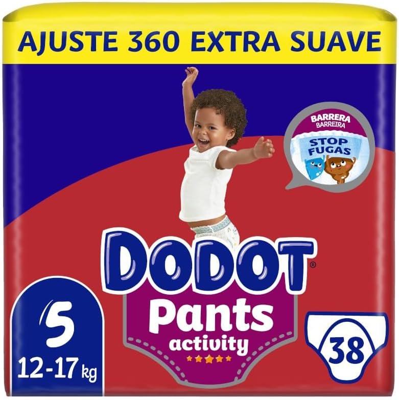 Activity Pants Couche-Culotte Taille 5, 38 Couches, 12kg-17kg, Avec Barrière STOP Fuites Aide à Prévenir Les Fuites Arrière