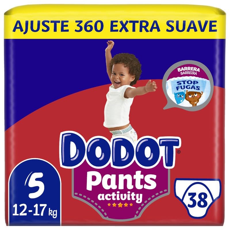 Activity Pants Couche-Culotte Taille 5, 38 Couches, 12kg-17kg, Avec Barrière STOP Fuites Aide à Prévenir Les Fuites Arrière