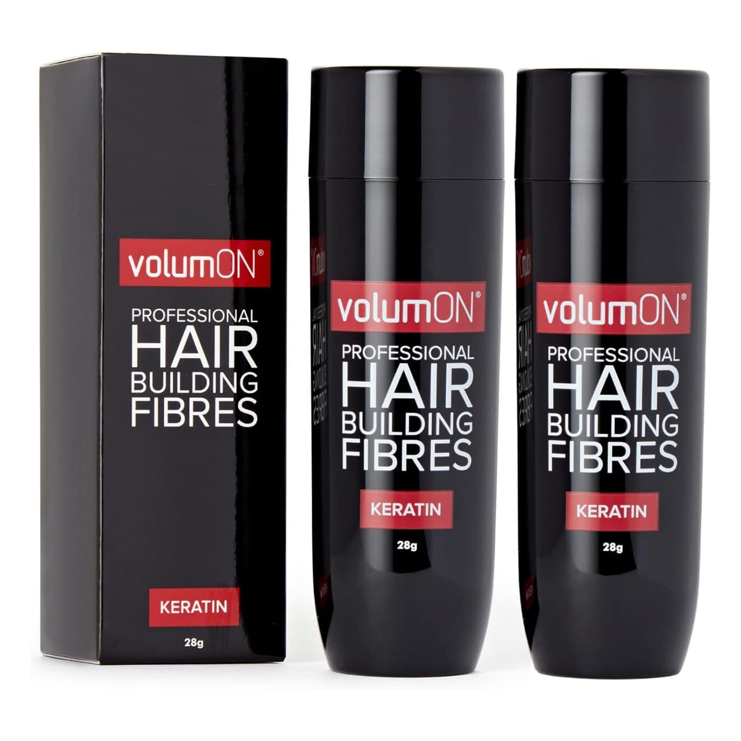 Hair Fibres x2 VOLUMON Keratin Hair Building Fibres for Thinning Hair - Instantly Conceals Thinning Areas for Fuller Thicker Hair - For Men & Women 28g x2 (Auburn)