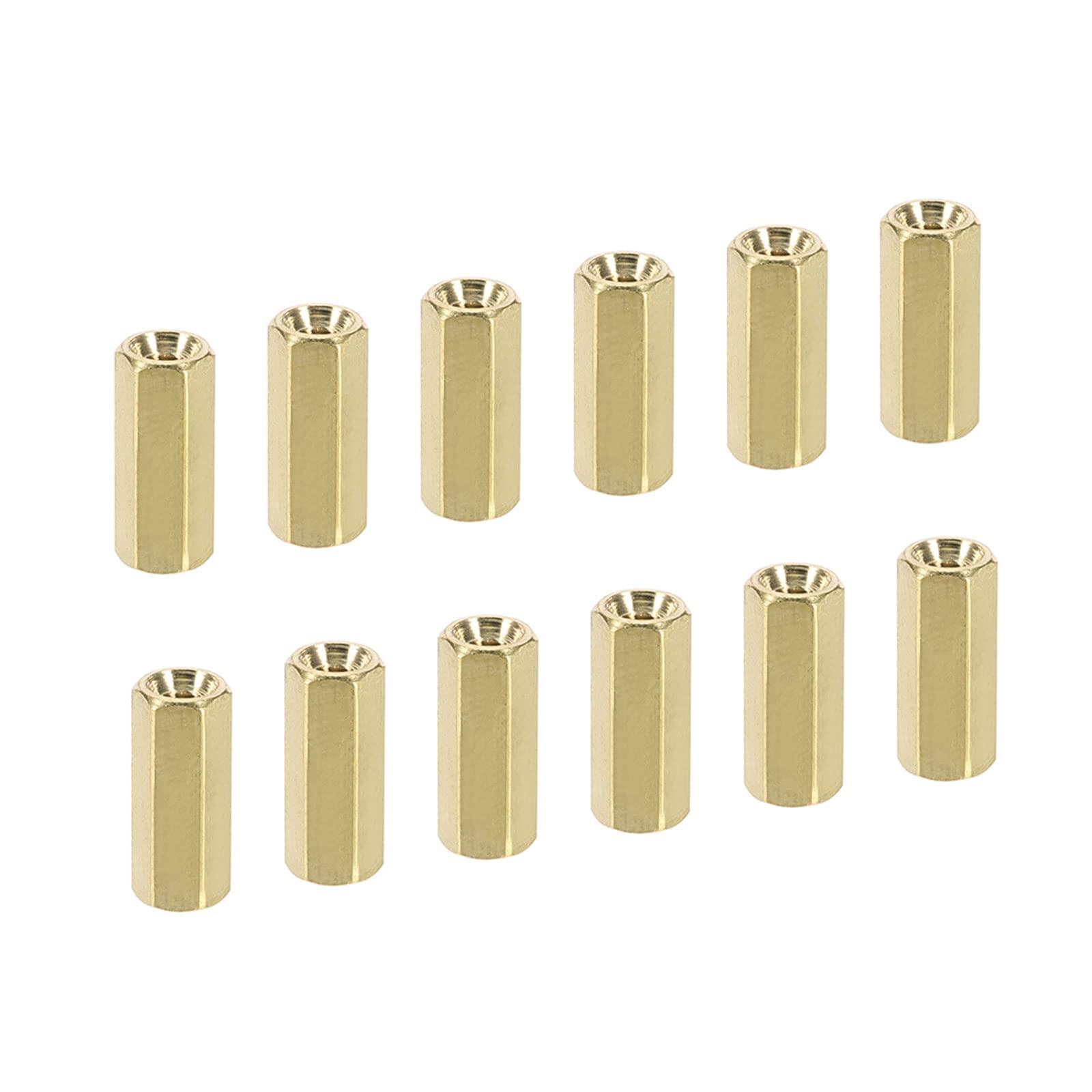 YOKIVE 50 Pcs M2.5 Spacers, Brass Hex PCB Standoffs Nuts, Keep Height Consistent, Great for Motherboard, Circuit Board, Electronics (Gold Tone, 12mm)