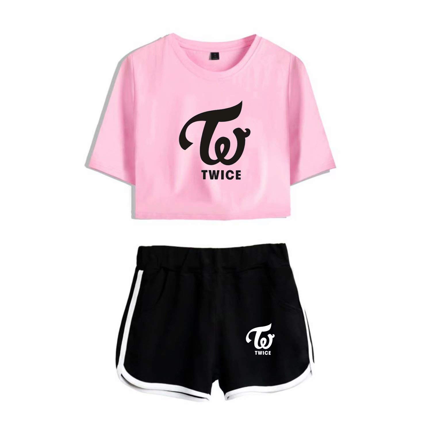 YJYPKpop Twice Tshirt+Shorts Sana Tzuyu Dahyun Nayeon 2PC Tee Shirt Suit