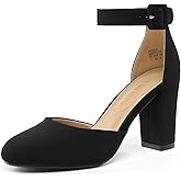 DREAM PAIRS Women's High Heel Ankle Strap Closed Toe Chunky Wedding Pumps Shoes