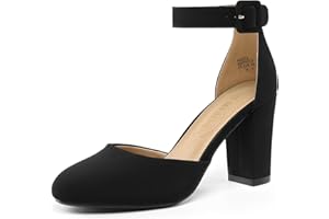 DREAM PAIRS Women's High Heel Ankle Strap Closed Toe Chunky Wedding Pumps Shoes