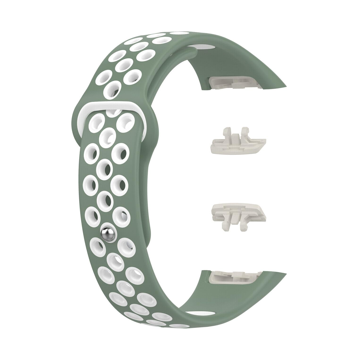 Panda Bobo Silicon Strap Compatible with Huawei Band 6/6 pro, Honor Band 6/7, Replacement Silicone Sport Watch band Mesh Strap (Slate+White)
