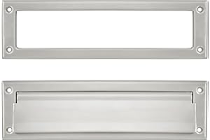 ZAUYX 1 Pack 10inch Brushed Satin Nickel, Solid Brass Heavy Duty Mail Slot with Solid Brass Heavy Duty Inner Frame for Use in Slots for Doors