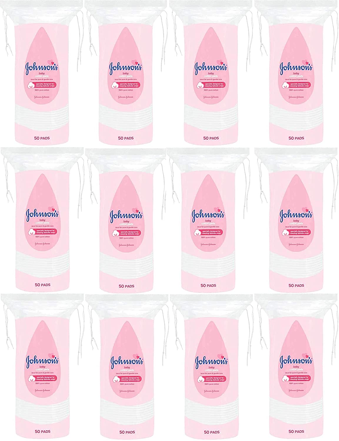 Johnson's Baby Cotton Pads - Pack of 12 x 50