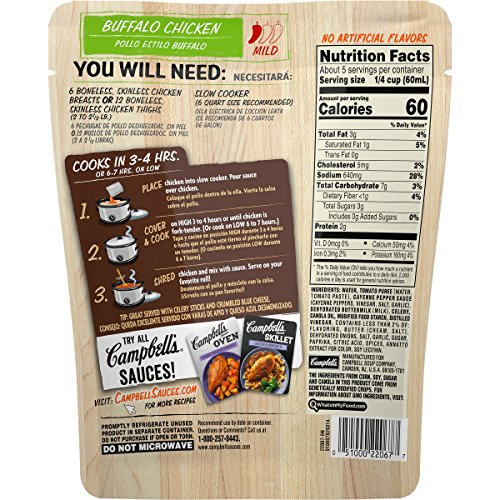 Campbell's Slow Cooker Sauces Buffalo Chicken, 12 oz. Pouch (Pack of 6