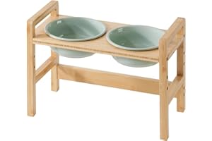 Havniva Ceramic Adjustable Raised Dog Bowls with Durable Non-Slip Stand Elevated for Medium Dog Food and Water Pet Dishes(Light Green)