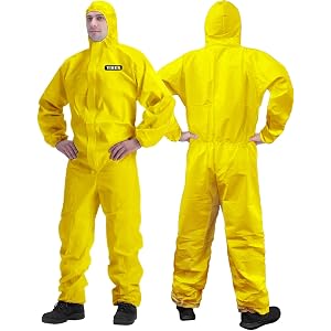 YIBER Hazmat Suit Disposable Coverall | Full Body Painters Suit in 7 Sizes with Multiple Specifications for Men & Women - Med
