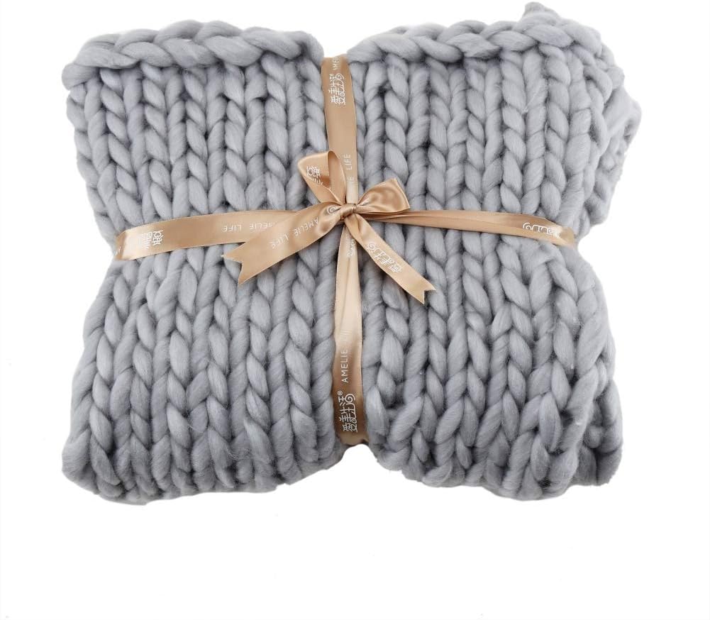 Knitted Thick Rough Blankets Woven Hand Knitted Sofa Bed Blanket Autumn Winter Soft Blanket Chunky Yarn Knit Blankets