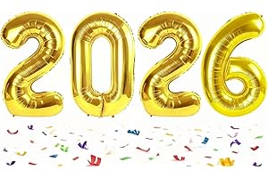 UPGESY Gold 40 Inch 2026 Balloon Numbers, 2026 Number Balloons Decorations for New Years Eve Party, Foil Giant Decorations for Nye Decor Party Graduations Supplies