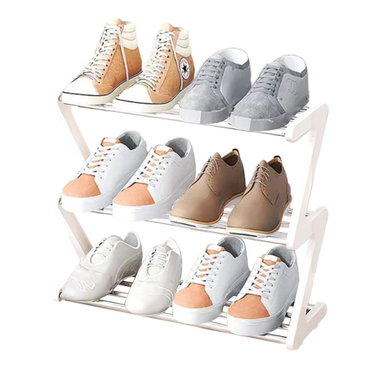 NIAWECAN Small Shoe Rack, 3 Tier Shoe Rack Small, Mini Shoe Rack Organizer, Sturdy Narrow Shoe Shelf Storage Organizer for Closet Entryway Hallway, Quick Assembly No Tools Required 42 * 19 * 35