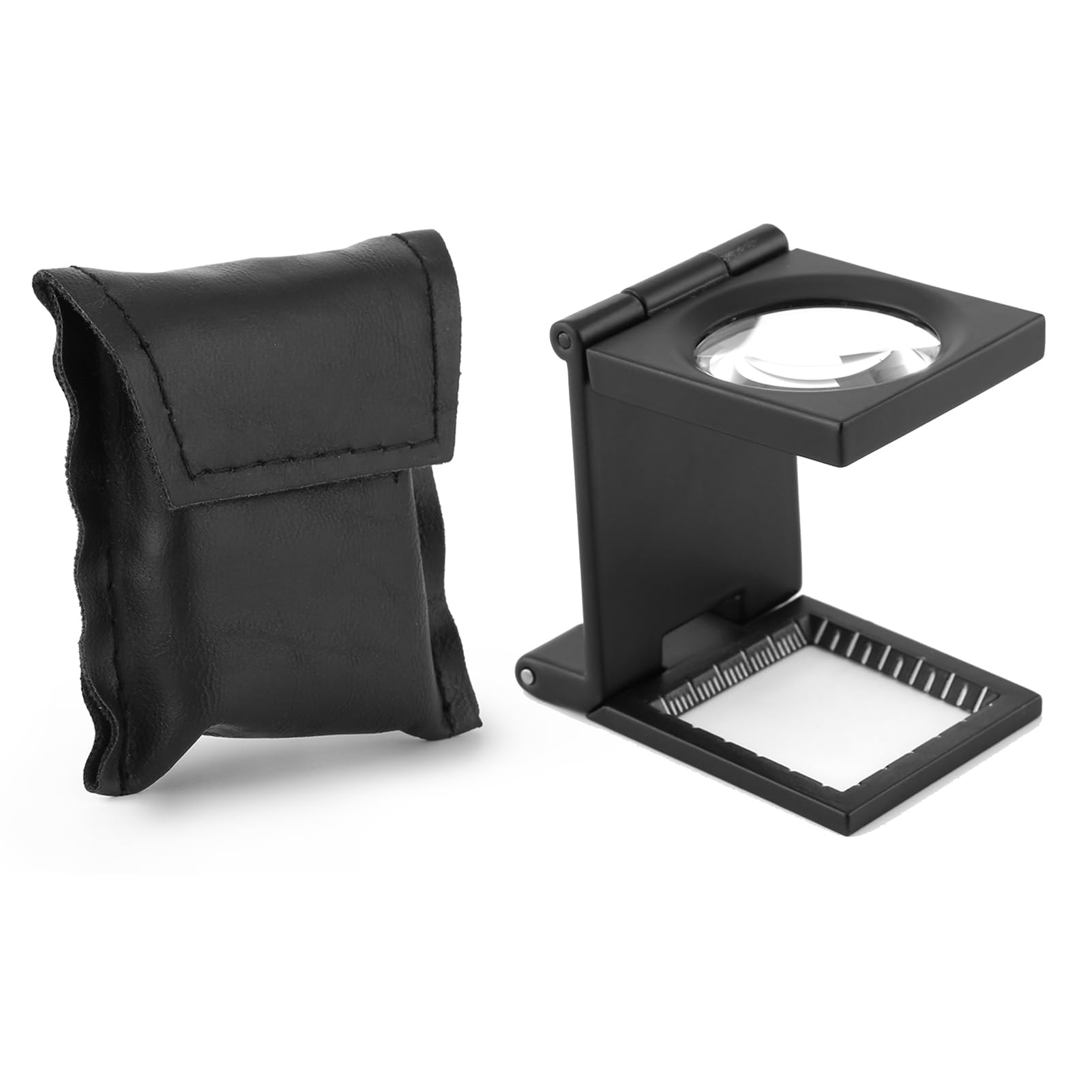 Haofy 10X 28mm Folding Magnifier Three-Folding 10X Magnifier Glass Zinc Alloy Magnifying Loupe with Scale for Textile Optical Jewelry Inspection Tool