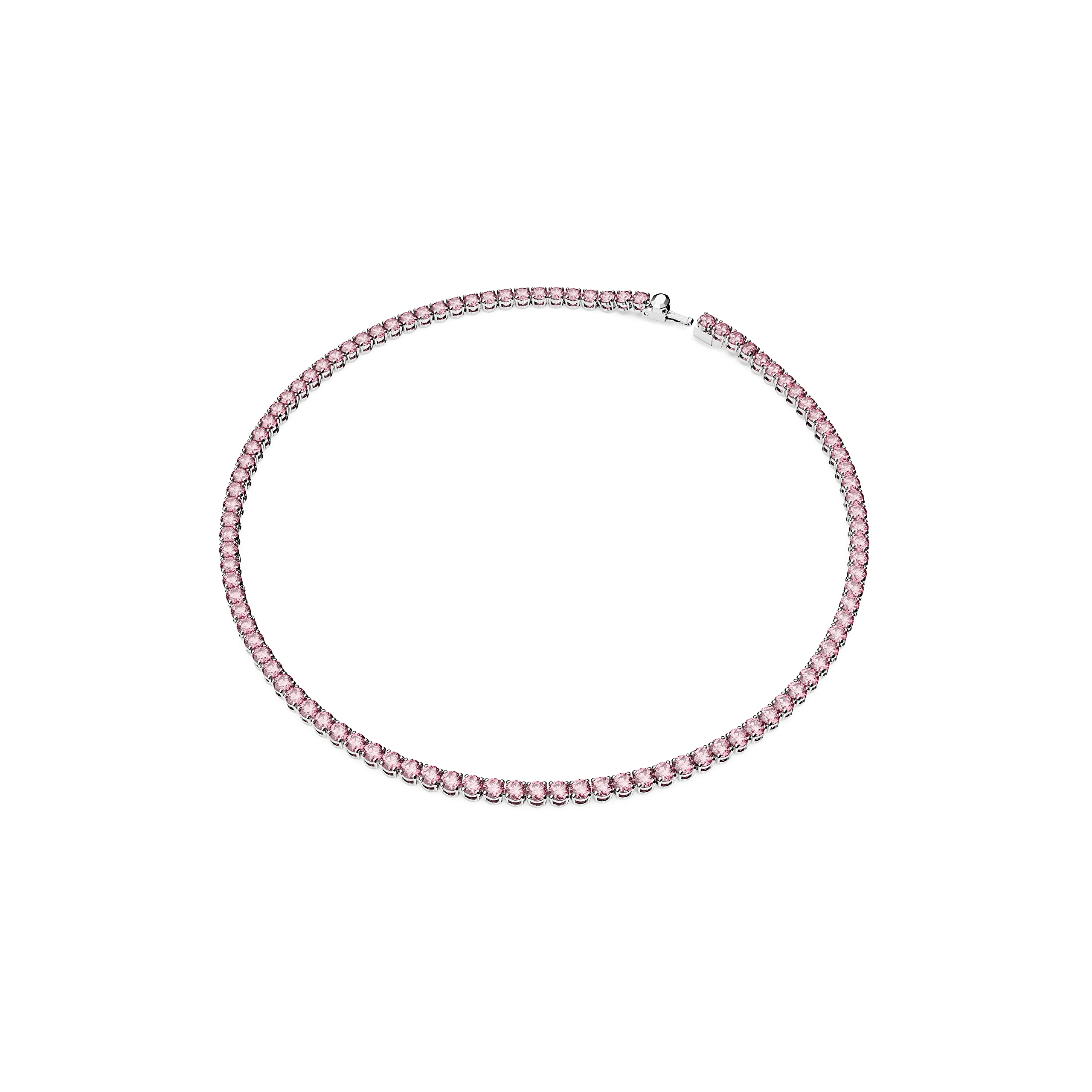 Swarovski Matrix Tennis Necklace with Bright Blue Crystals on a Rhodium Finished Setting