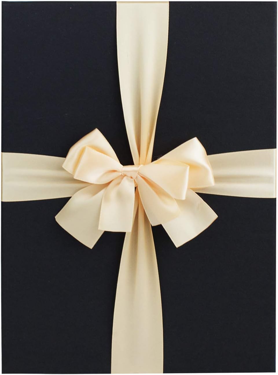 Emartbuy Black Rigid Gift Box with Ribbon - 34 x 23 x 8 cm - Luxury Cardboard Presentation Box, Rectangle Single Box - Black - Image 3