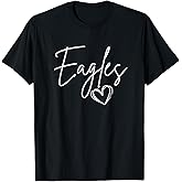 Heart Eagles Mascot School Sports Fan Team for Women Family T-Shirt
