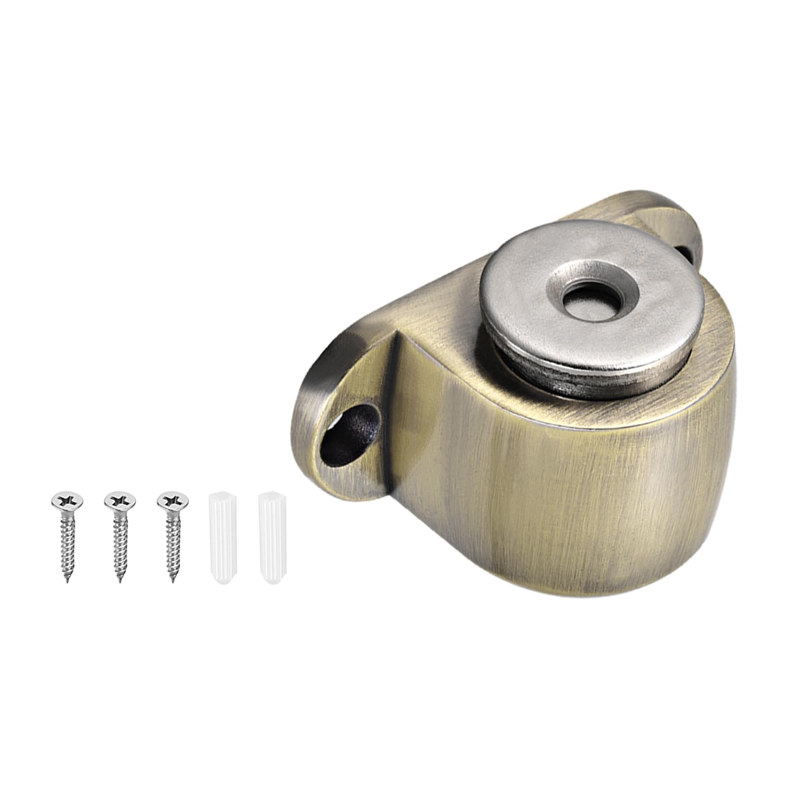 DTGN 53x33mm(LxW) Magnet Door Stopper - 1 Pack - Good for Home Office Bedroom Door Stop - Zinc Alloy Floor Mount Magnets Door Stops W/Screws - Bronze
