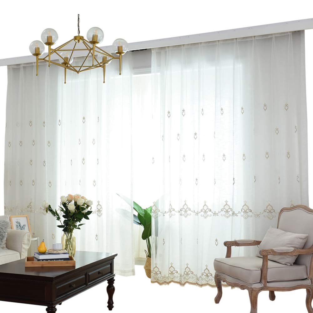 Amazon Com Embroidery Sheer Curtain Window Treatment Voile Panel
