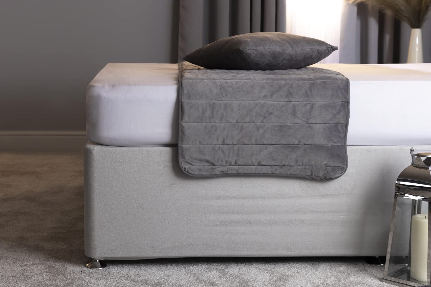 Belledorm 19" Extra Deep Base Wrap Valance Sheet - Transforms a drab looking bed base divan - Luxury Faux Suede (Cloud, King)