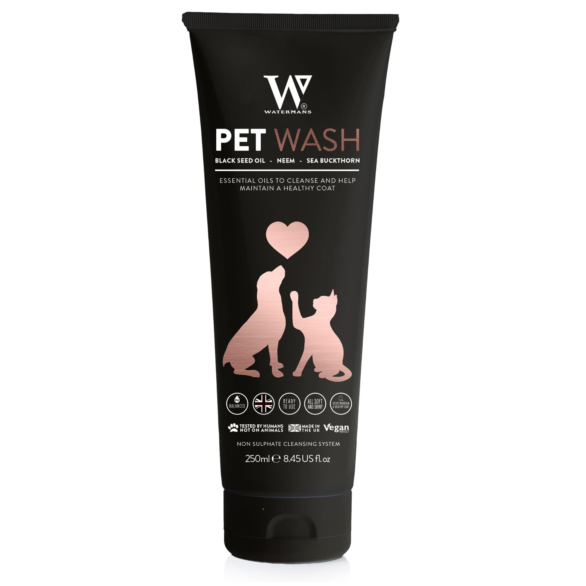 Watermans Luxury Dog Shampoo 250ml Bubble Gum Scent Dog Shampoo for Sensitive Skin Anti Irritation Allergen Free Paraben Free Sulphate Free Vegan Also for Cats