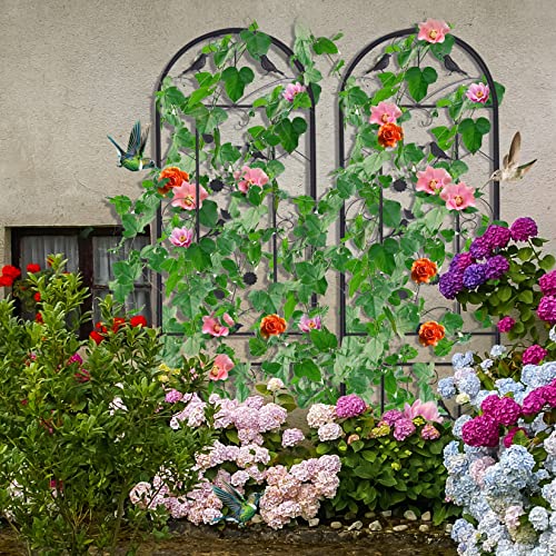 medla Metal Garden Trellis Panels: 2 Pack 187.5 cm Tall Plant Climbing Fencing Screening Barrier Outdoor Lawn Edging Border for Climbing Plants Potted Vines Vegetables Flowers Backyard Patio