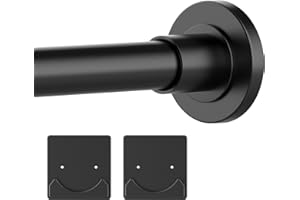 Thestoa Shower Curtain Rod Adjustable 30-80" with Holder, Anti-Rust Shower Rod & Spring Tension Shower Rod No Drill, Black Shower Curtain Rod for Bathroom Tension Rod