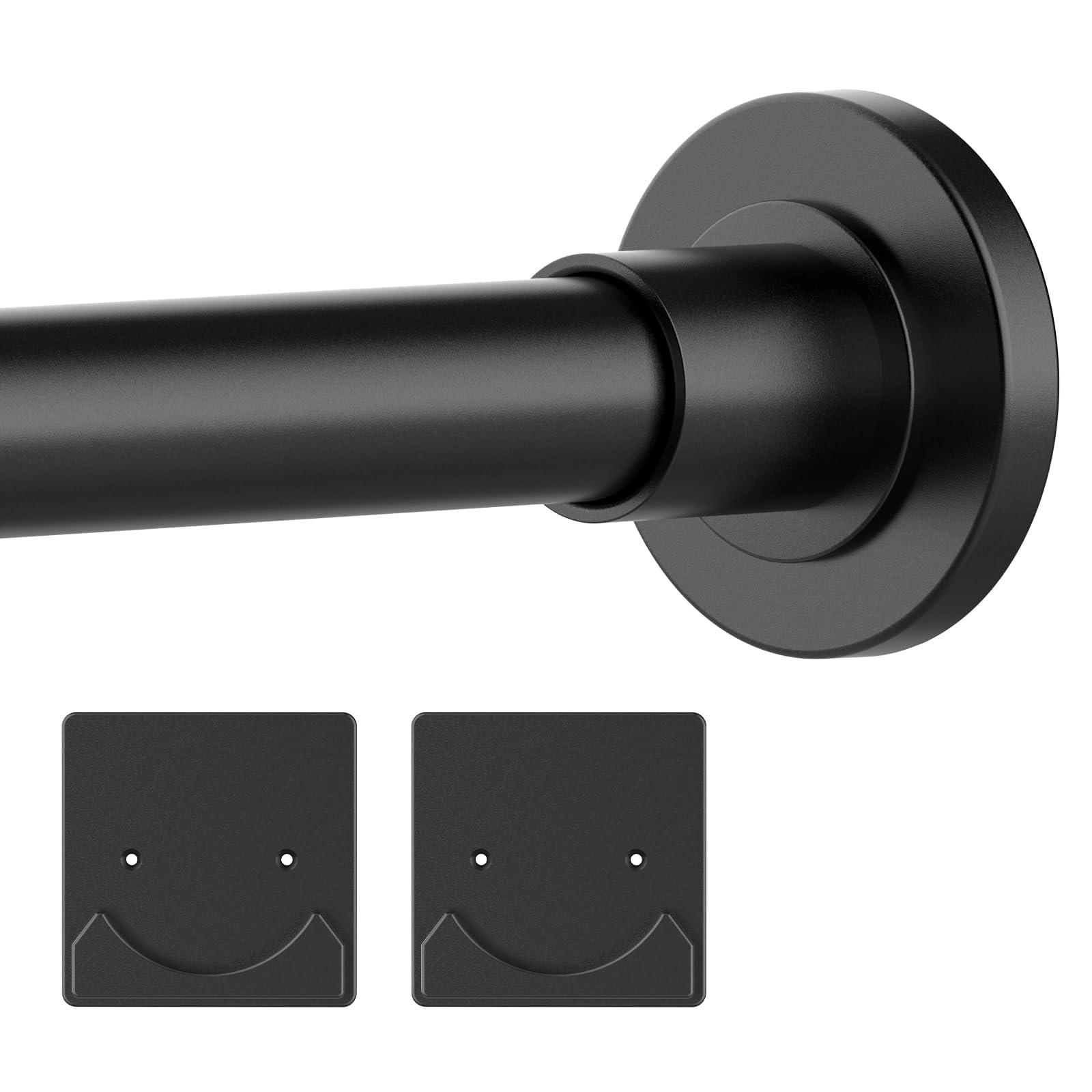 Photo 1 of Thestoa Shower Curtain Rod Adjustable 30-80" with Holder, Anti-Rust Shower Rod & Spring Tension Shower Rod No Drill, Black Shower Curtain Rod for Bathroom Tension Rod